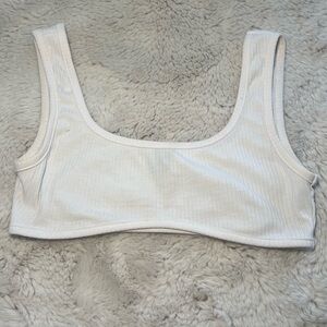 White Ribbed Cropped Top